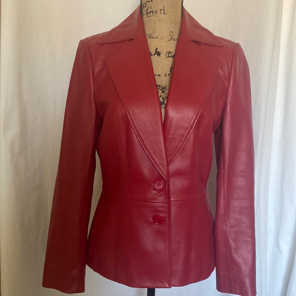 Like new red leather jacket